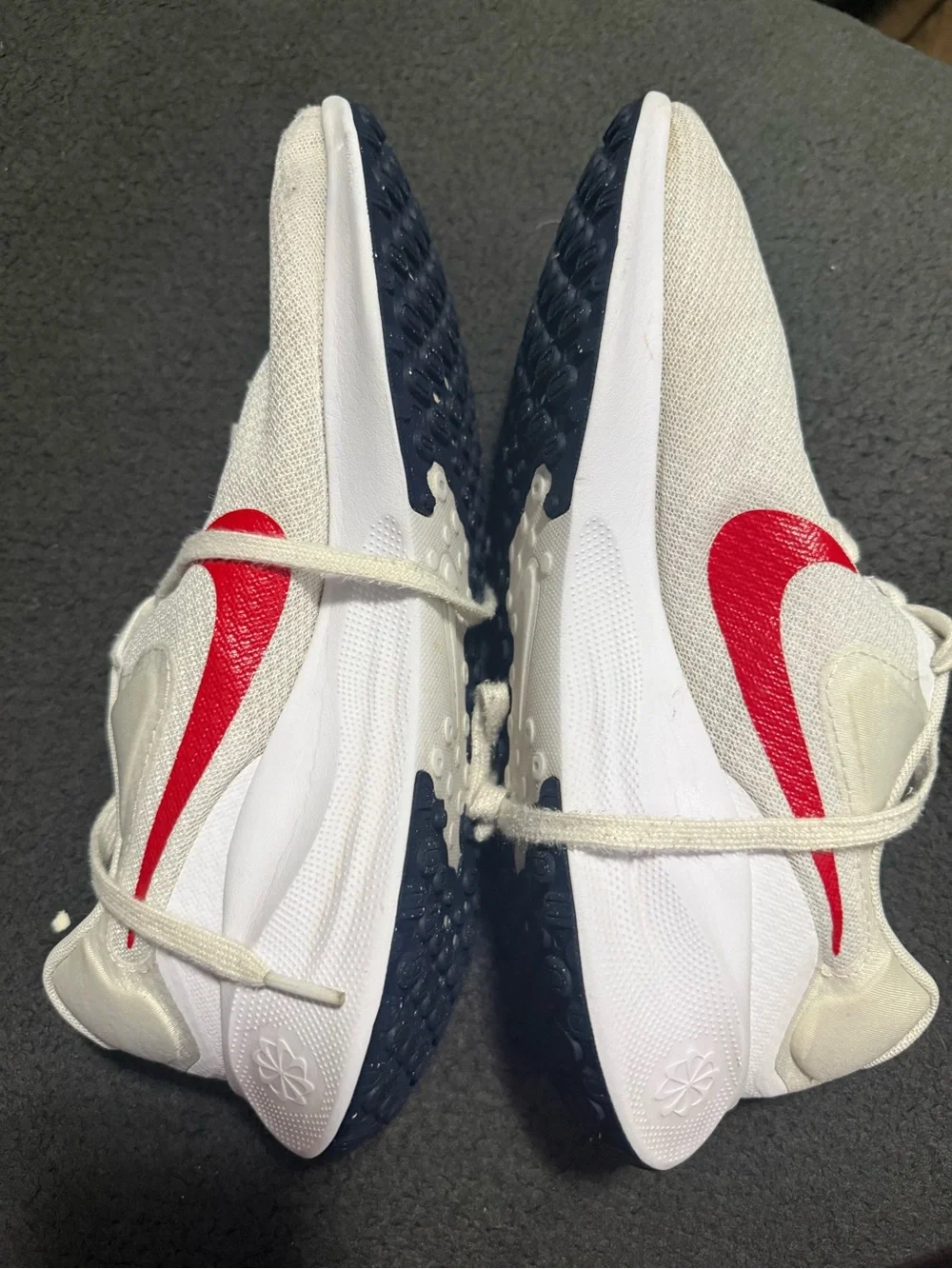 Nike White Sneakers with Red Swoosh